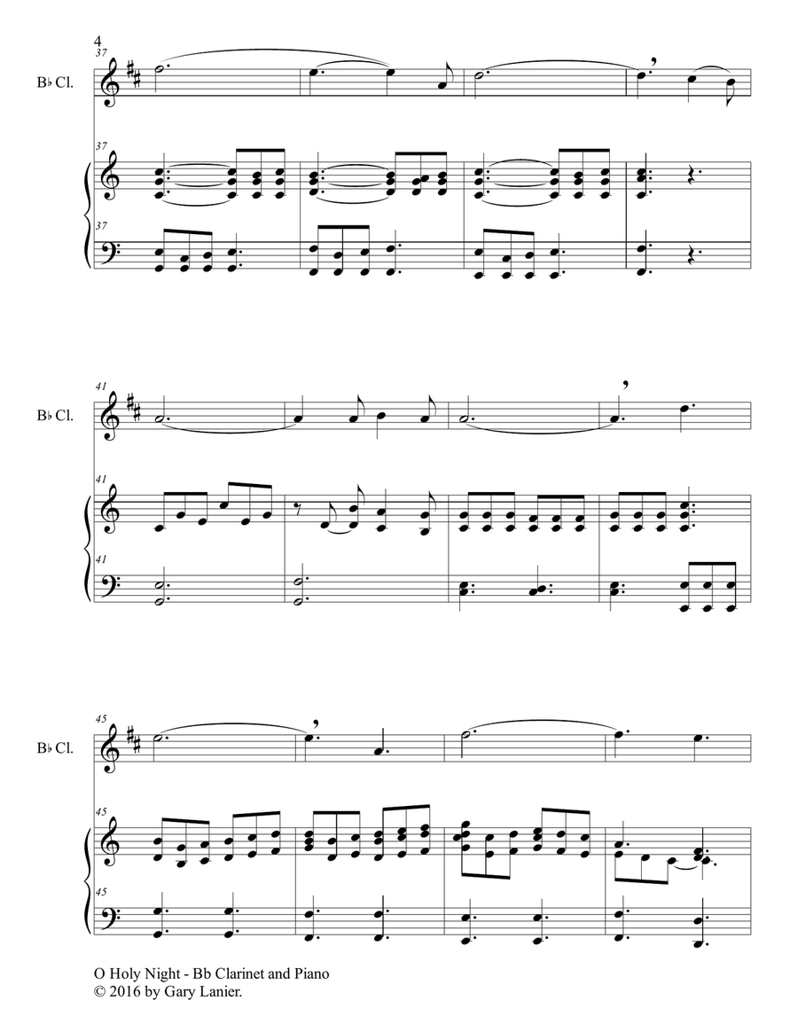 O HOLY NIGHT (Duet – Bb Clarinet & Piano with Parts) O HOLY NIGHT (Duet – Bb Clarinet & Piano with Parts) B-Flat Clarinet scores gallery preview page 5