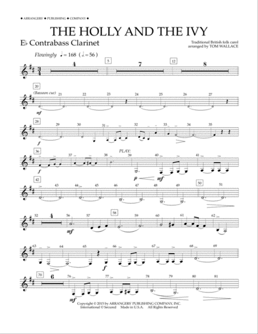 The Holly and the Ivy - Eb Contra Bass Clarinet Concert Band scores gallery preview page 1