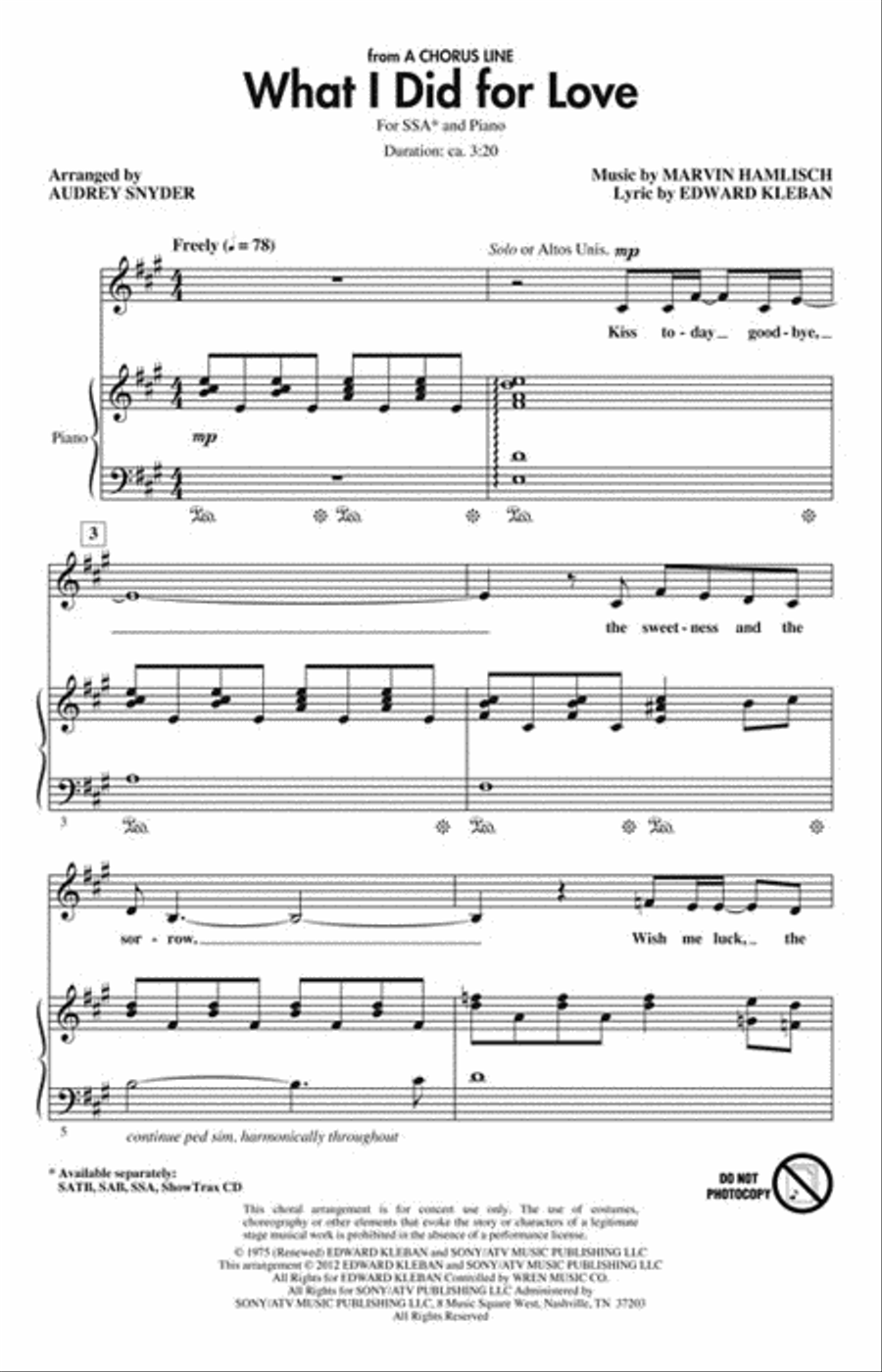 What I Did for Love What I Did for Love SSA scores gallery preview page 2