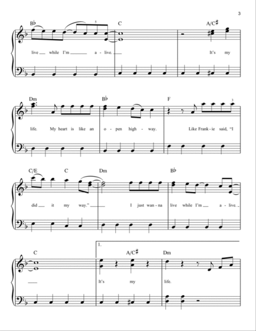 It's My Life Easy Piano scores gallery preview page 3
