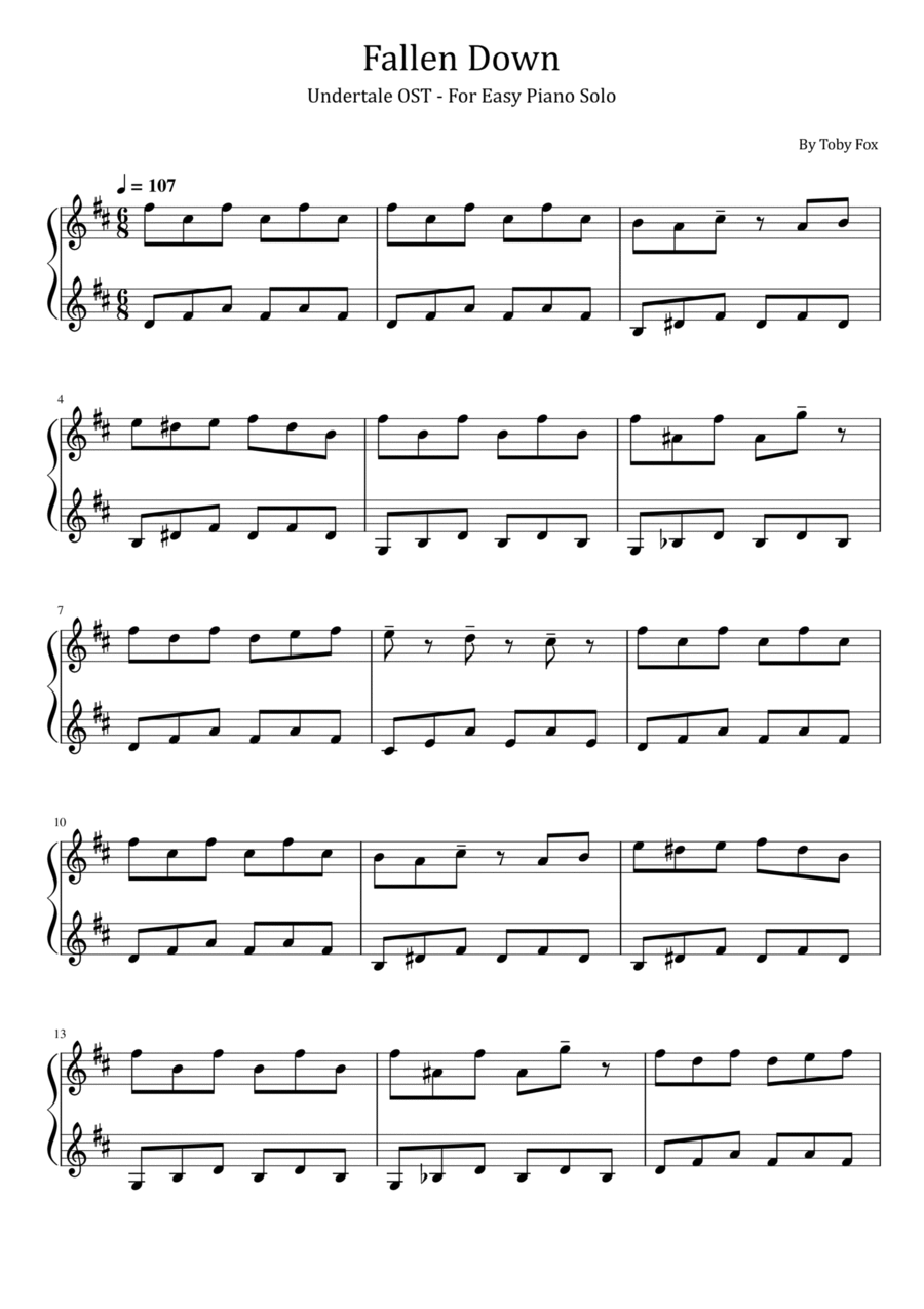 Fallen down undertale deals piano