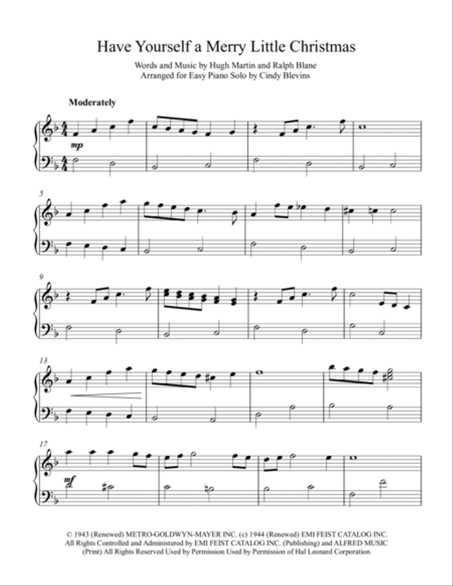 Have Yourself A Merry Little Christmas from MEET ME IN ST. LOUIS Easy Piano scores gallery preview page 2
