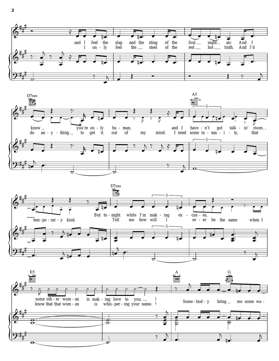 Bring Me Some Water Piano, Vocal, Guitar scores gallery preview page 2
