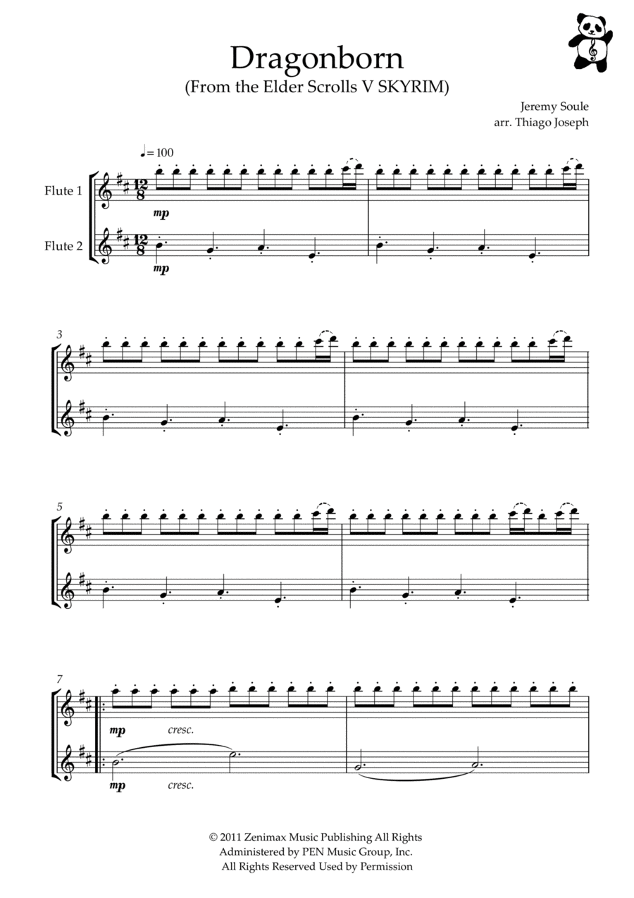 Dragonborn (skyrim Theme) Flute Duet scores gallery preview page 1