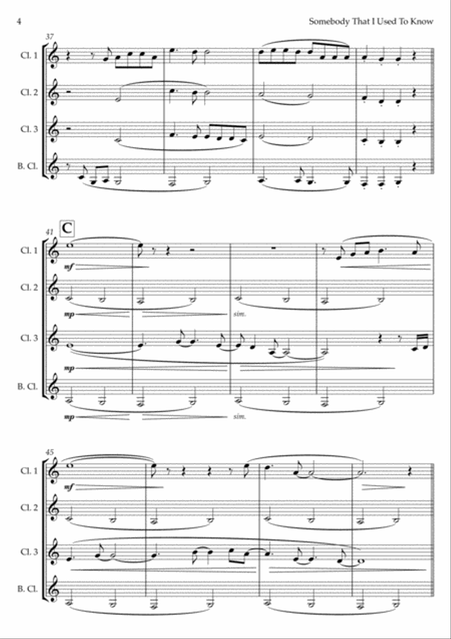 Somebody That I Used To Know Woodwind Quartet scores gallery preview page 4