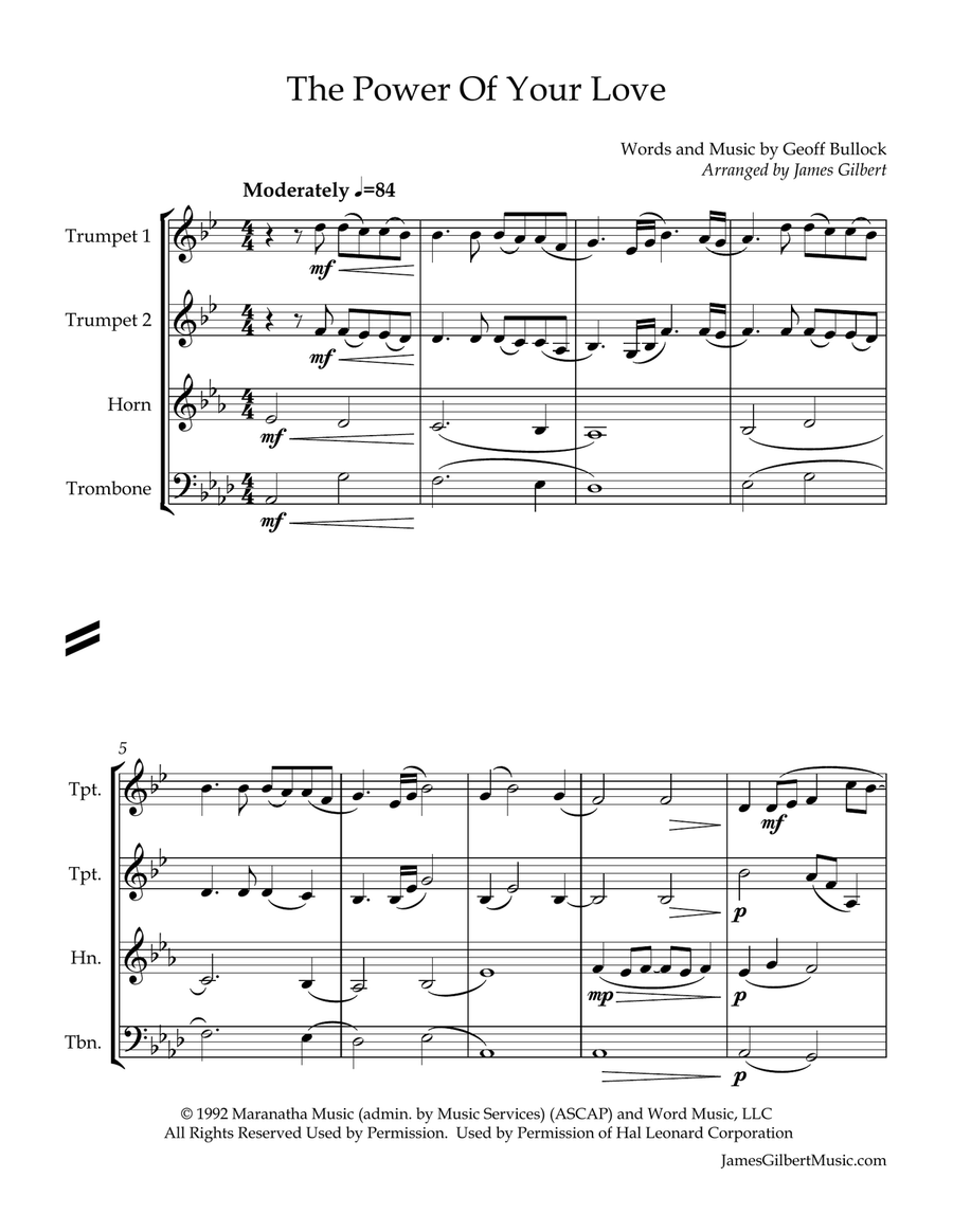 The Power Of Your Love The Power Of Your Love Brass Ensemble scores gallery preview page 2