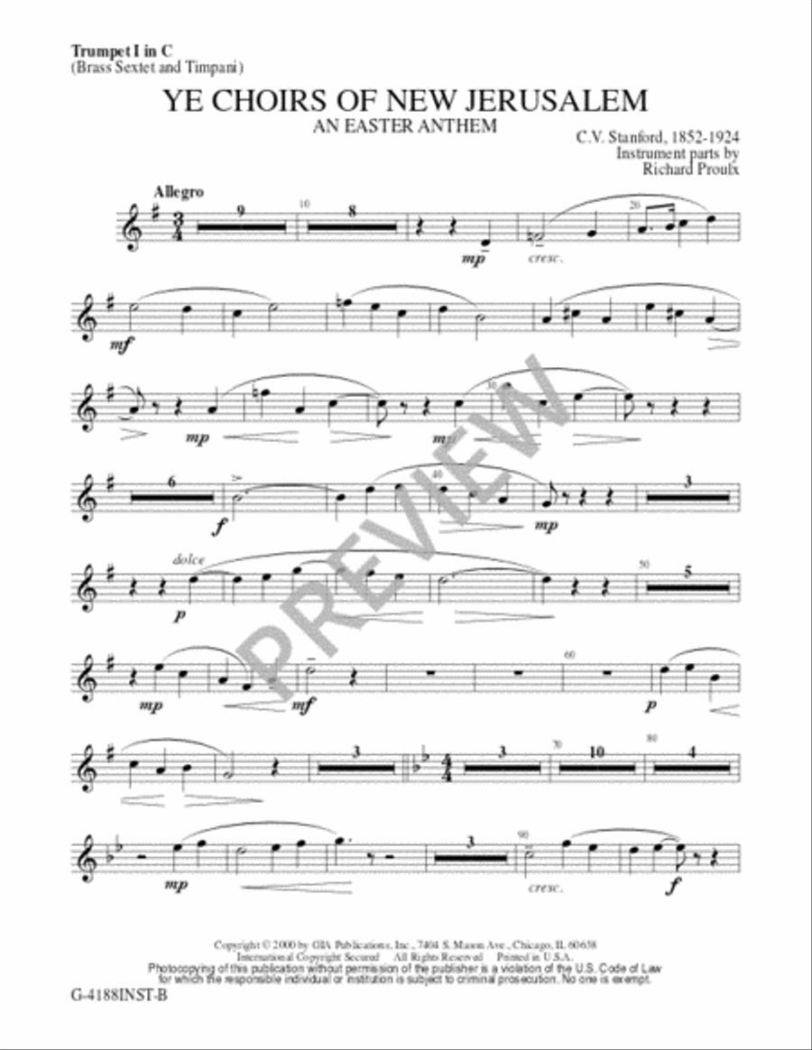Ye Choirs of New Jerusalem - Brass Sextet edition