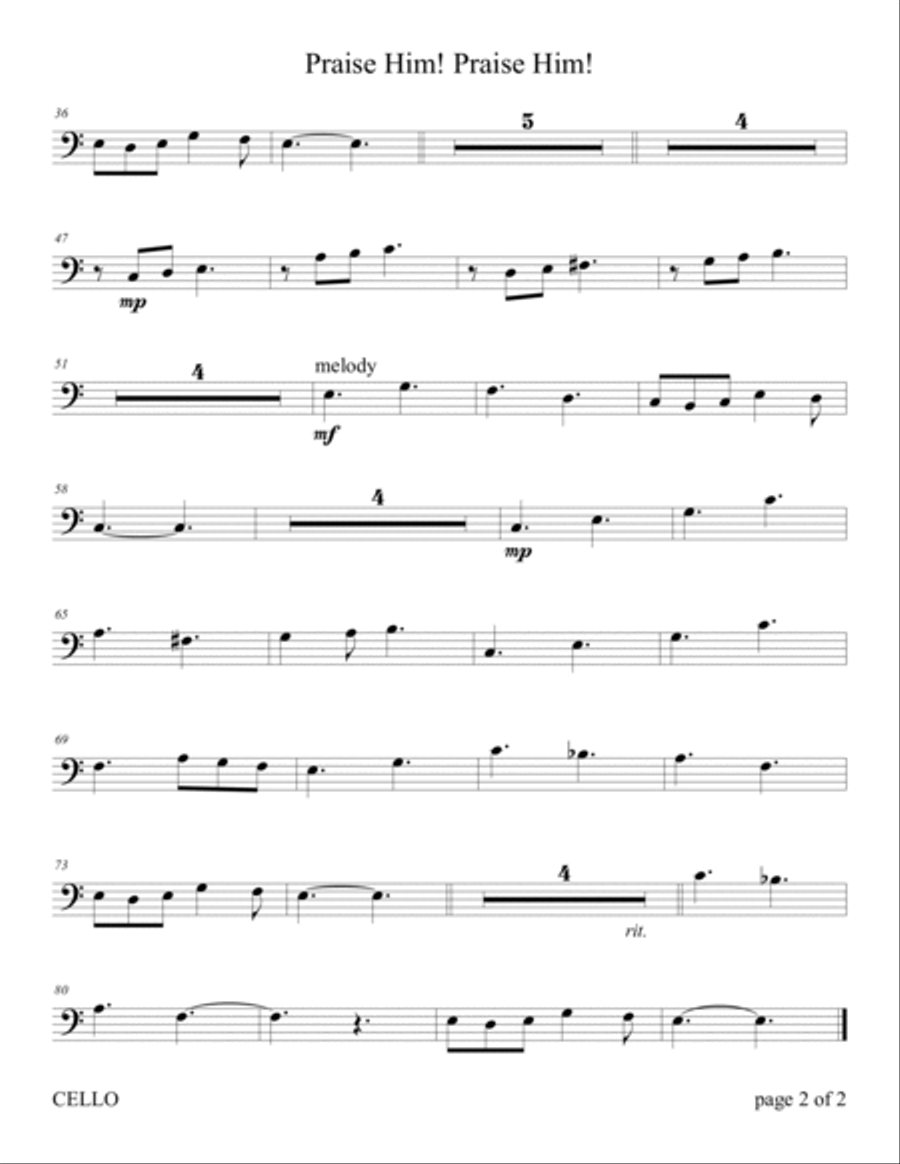 Praise Him! Praise Him! (for Violin and Cello Duet with Piano Accompaniment) Piano Trio scores gallery preview page 5