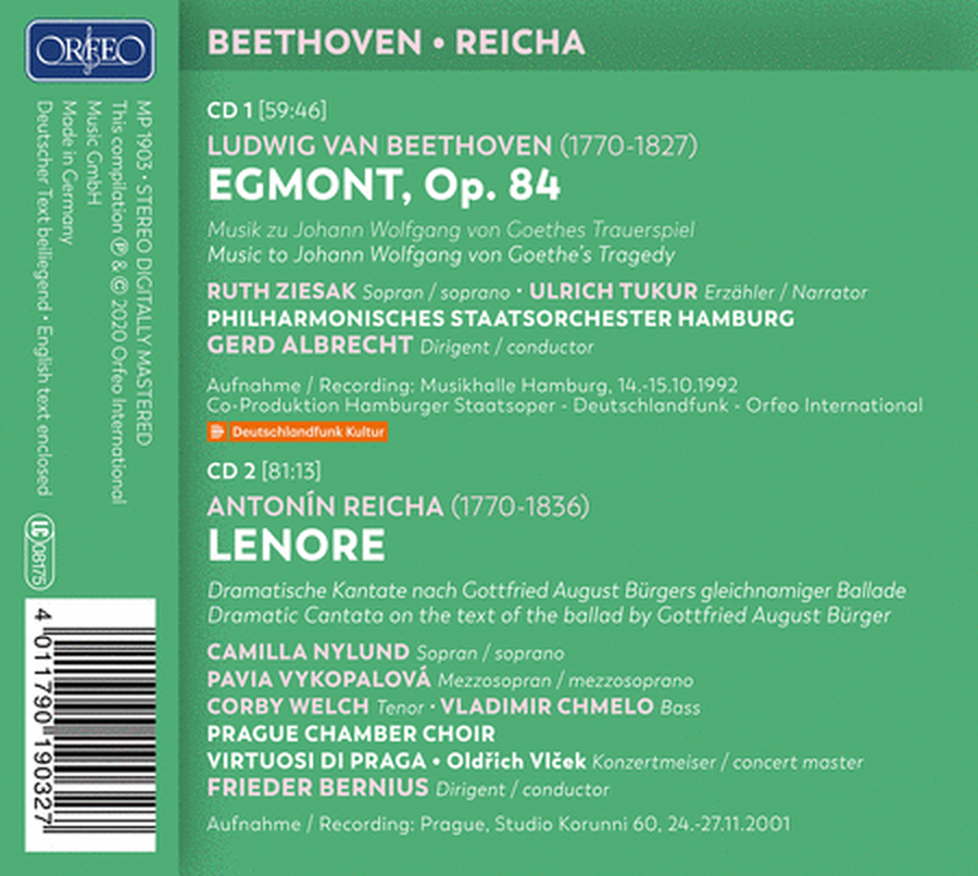 Beethoven: Egmont; Reicha: Lenore