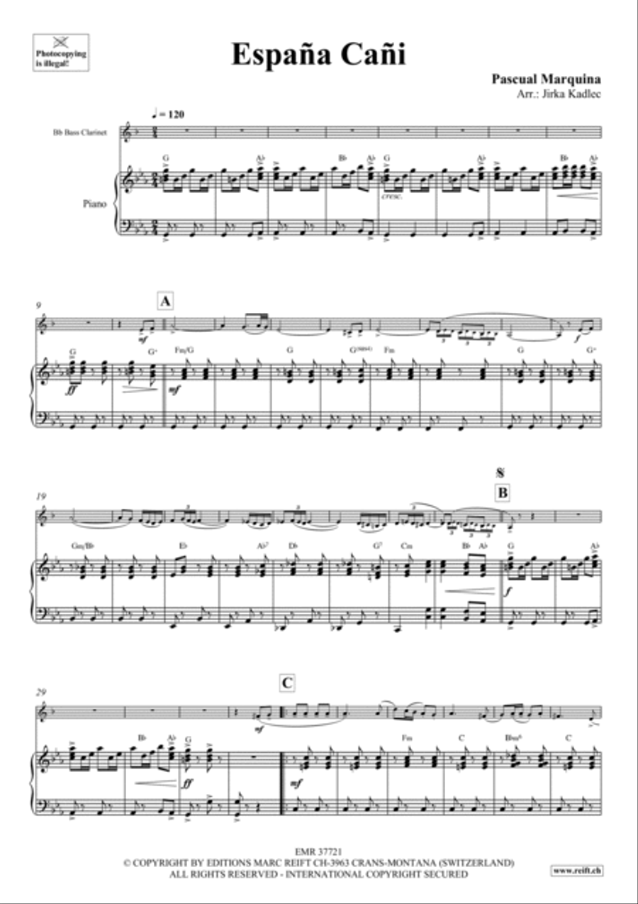 Espana Cani Bass Clarinet scores gallery preview page 3