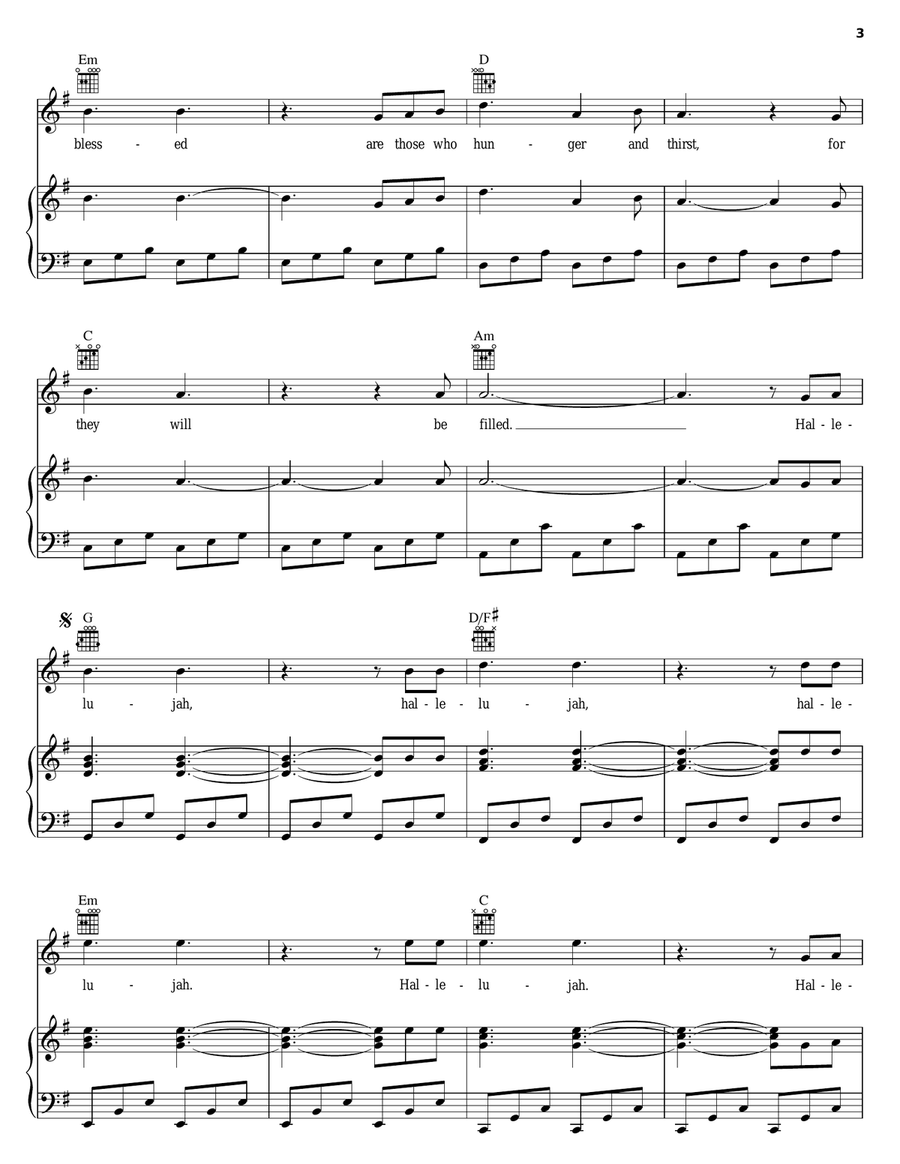 Hallelujah Hallelujah Piano, Vocal, Guitar scores gallery preview page 3