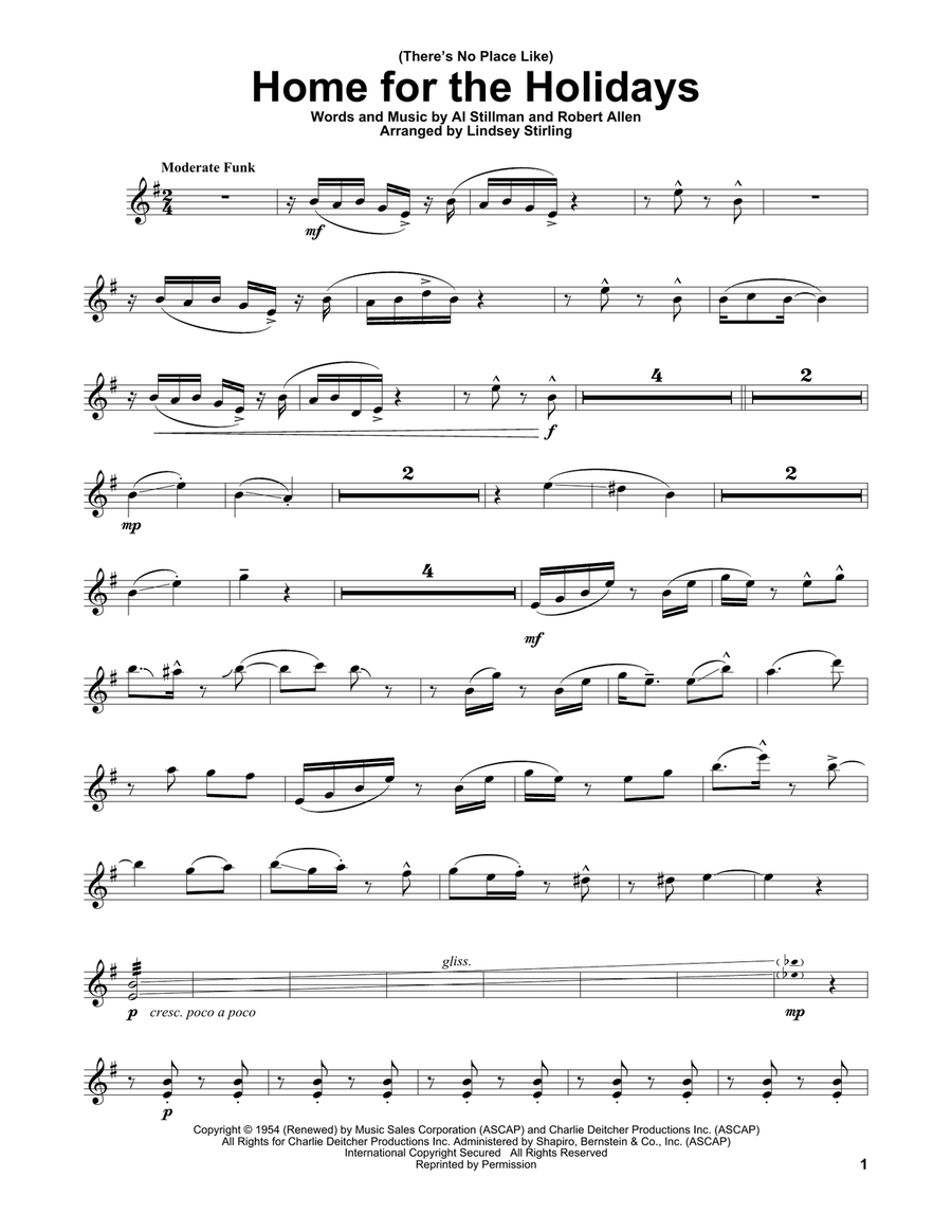 (There's No Place Like) Home For The Holidays Violin Solo scores gallery preview page 1