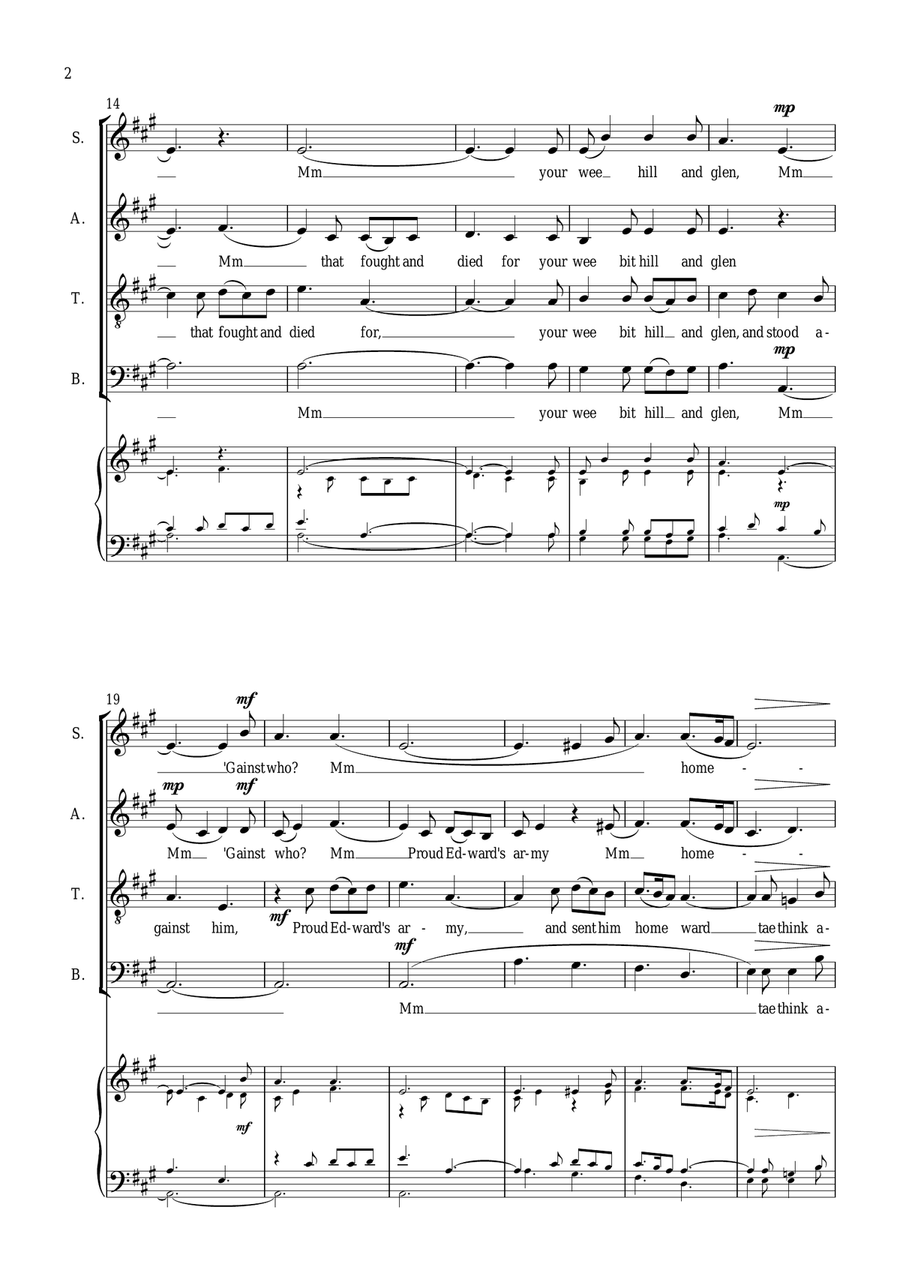Flower Of Scotland (unofficial Scottish National Anthem) 4-Part scores gallery preview page 3