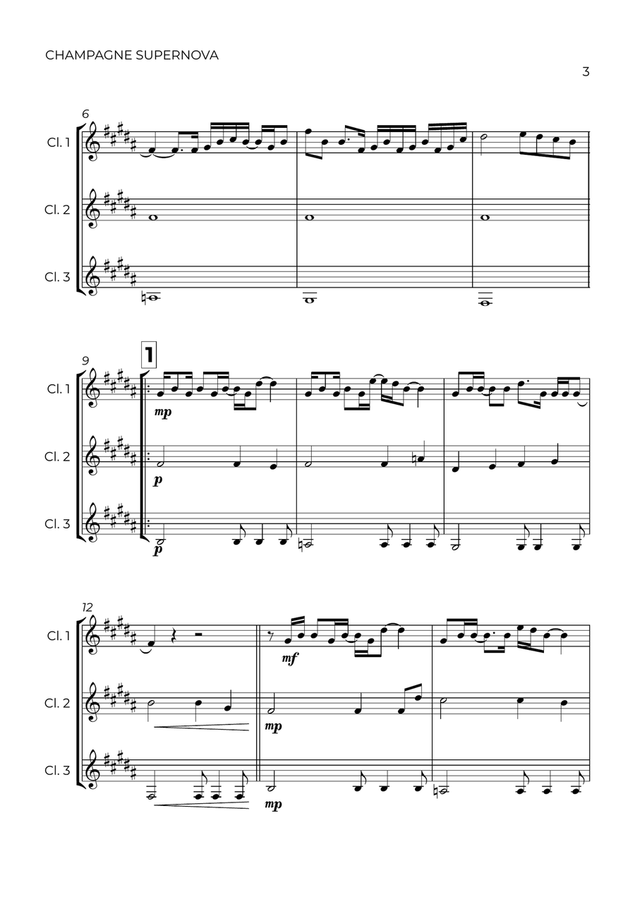Champagne Supernova Clarinet Trio scores gallery preview page 3