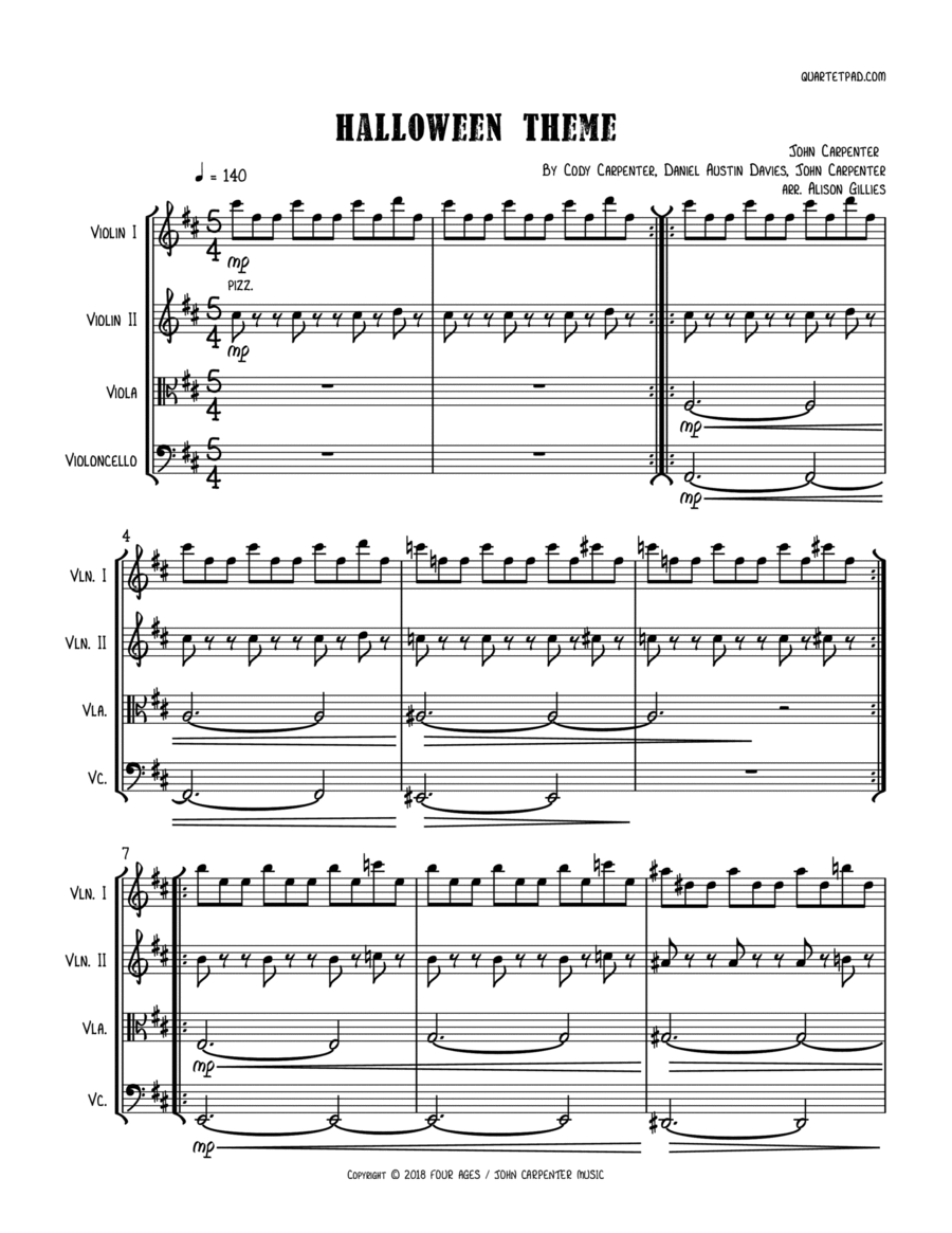 Halloween Theme String Quartet scores gallery preview page 1