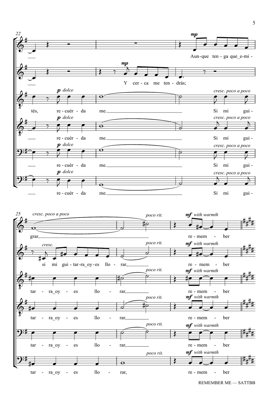 Remember Me (Ernesto de la Cruz) (from Coco) (arr. Jim Clements) 4-Part scores gallery preview page 5