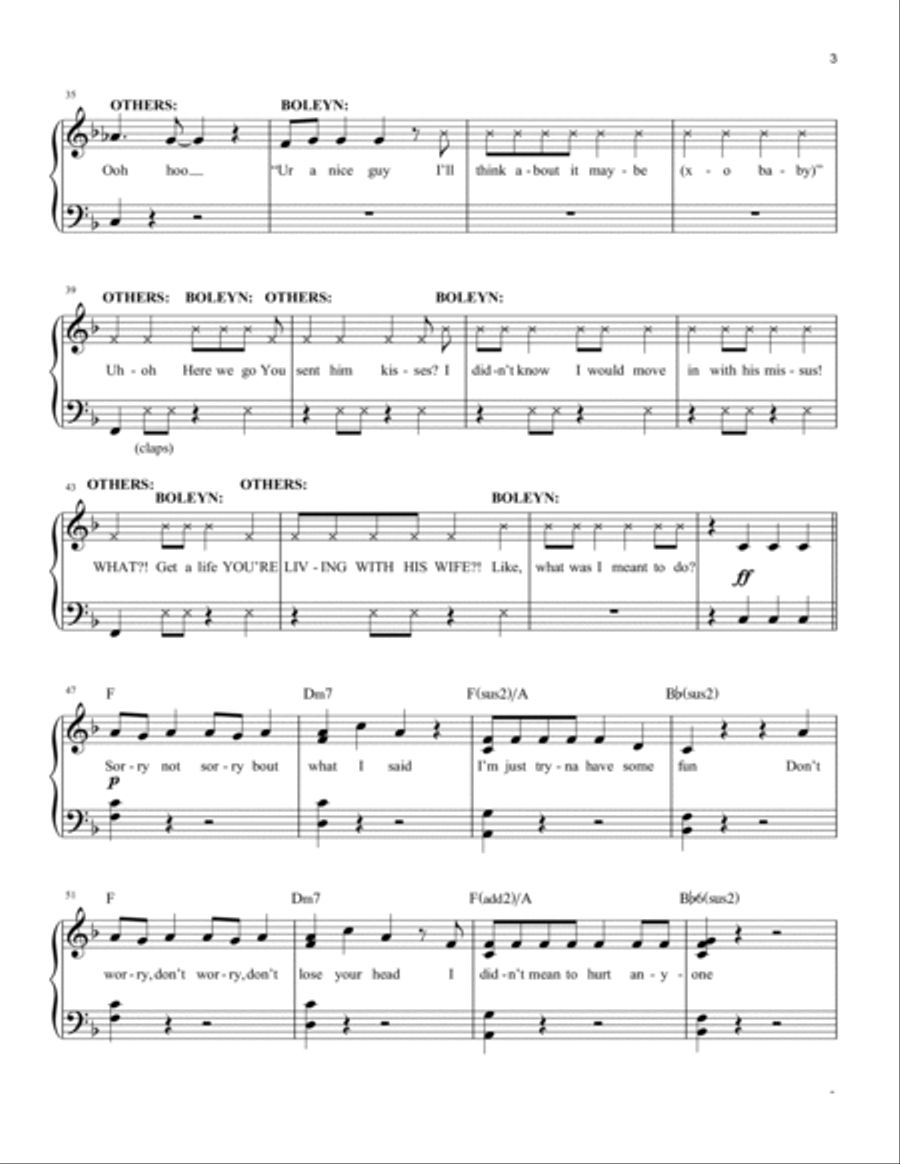 Don't Lose Ur Head (from Six: The Musical) Easy Piano scores gallery preview page 3