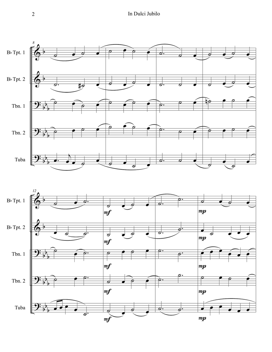 In Dulci Jubilo : Brass Quintet Brass Quintet scores gallery preview page 2