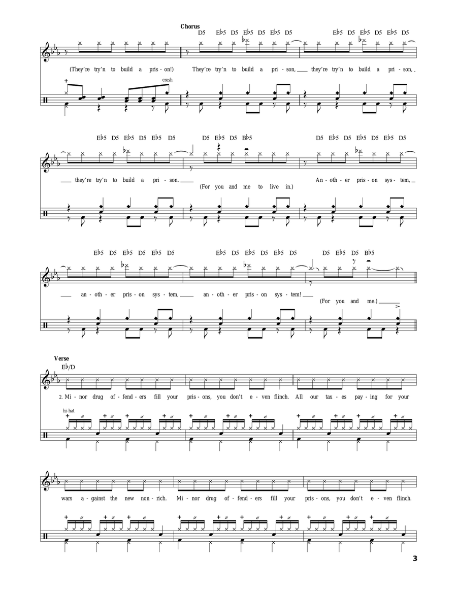 Prison Song Drum Set scores gallery preview page 3