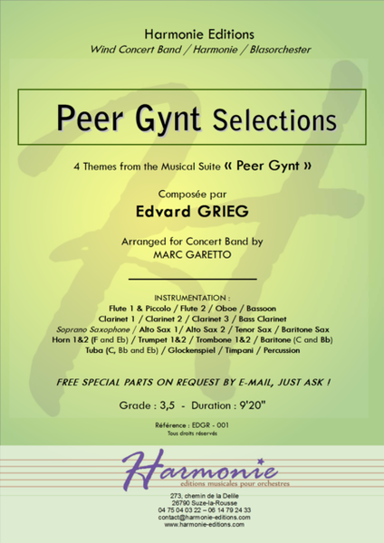 Peer Gynt Selections for Concert Band - Edvard Grieg - Arr. Marc Garetto image number null