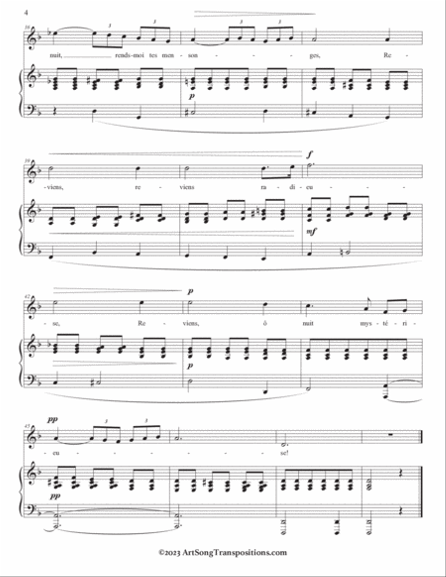 FAURÉ: Après un rêve, Op. 7 no. 1 (transposed to D minor and C-sharp minor) Voice scores gallery preview page 5