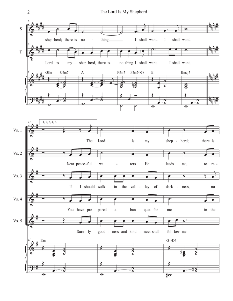 The Lord Is My Shepherd (Duet for Soprano and Tenor solo) Tenor Voice scores gallery preview page 2