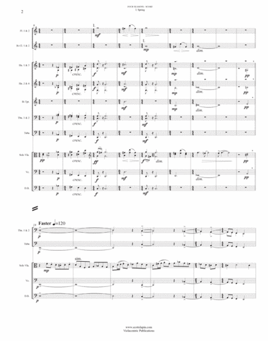 The Four Seasons of New England for Solo Viola and Orchestra - Score Only