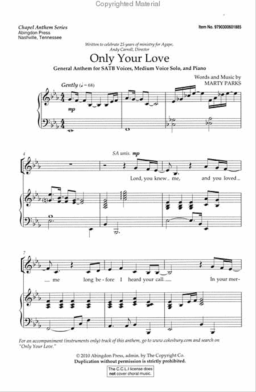 Only Your Love 4-Part scores gallery preview page 2