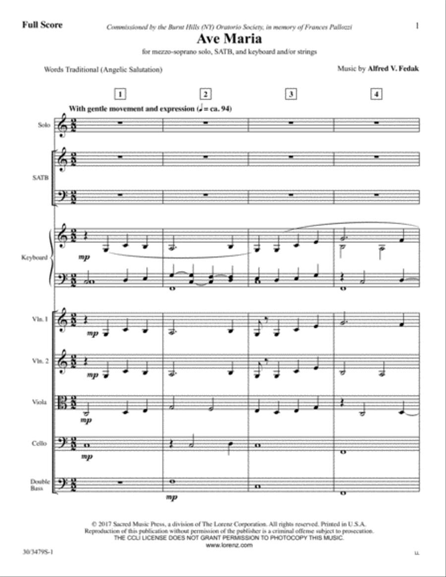 Ave Maria - String Ensemble Score and Parts Choir scores gallery preview page 3