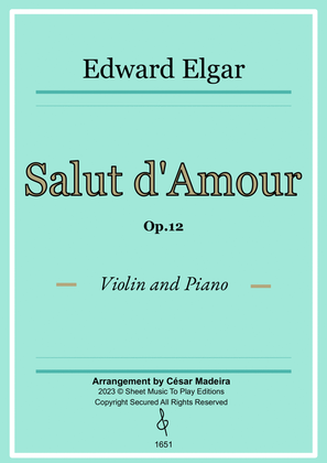 Book cover for Salut d'Amour by Elgar - Violin and Piano (Full Score)