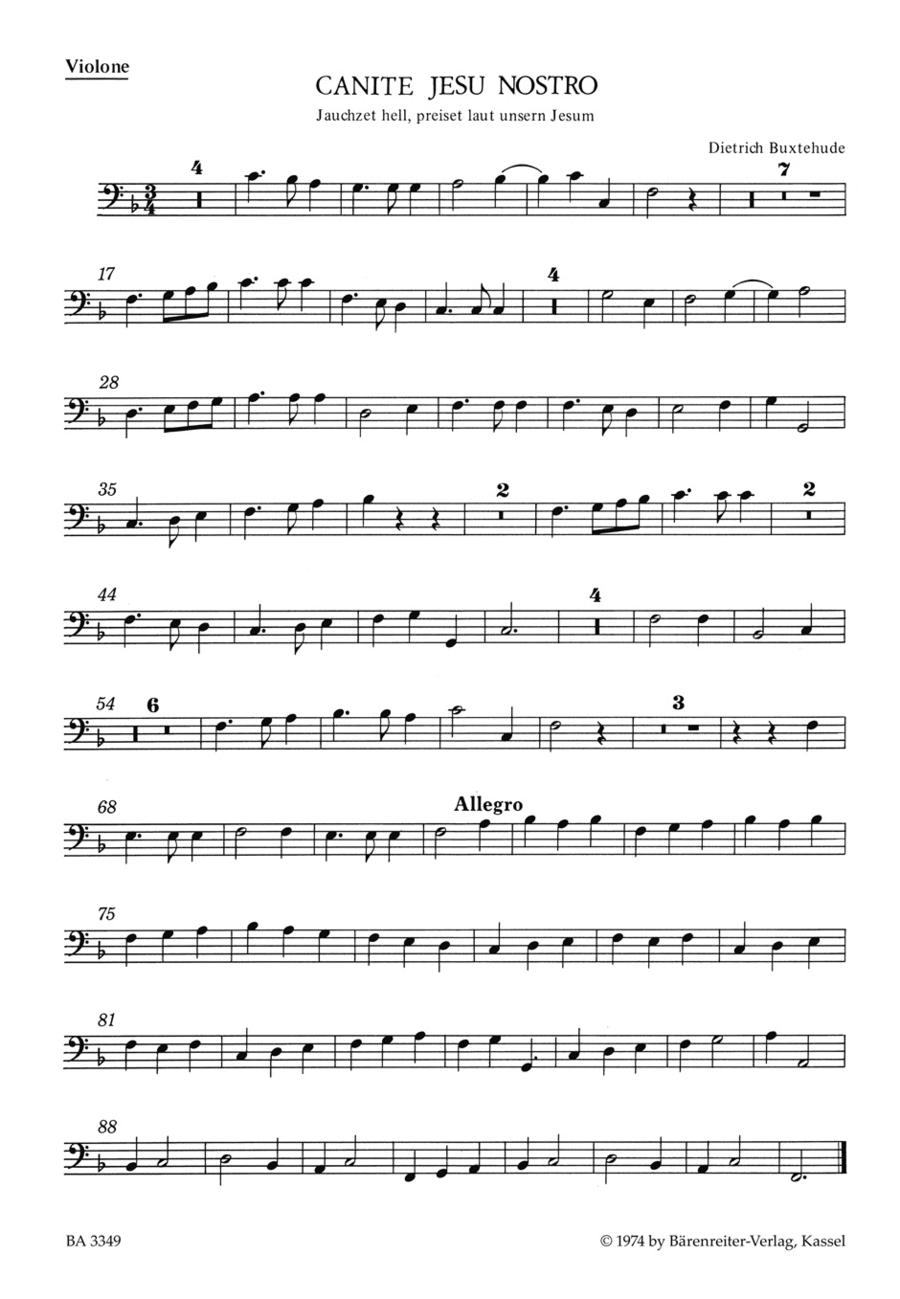 Canite Jesu nostro (Jauchzet hell, preiset laut) BuxWV 11 Double Bass scores gallery preview page 1