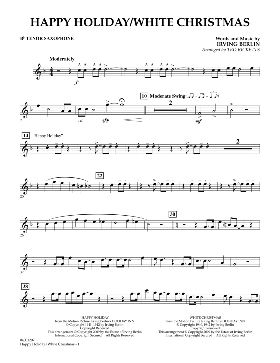 Happy Holiday/White Christmas - Bb Tenor Saxophone