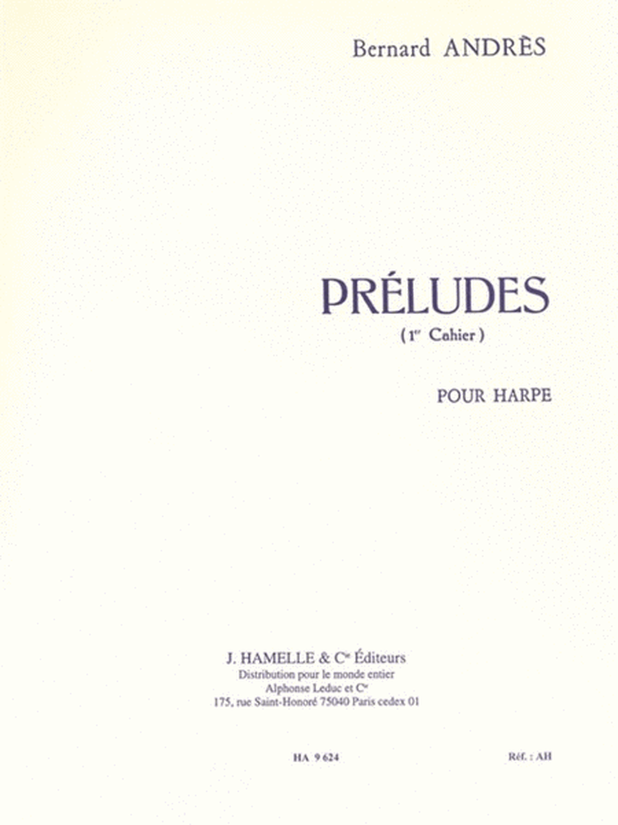 Andres - Preludes Vol 1 Nos 1-5 For Harp