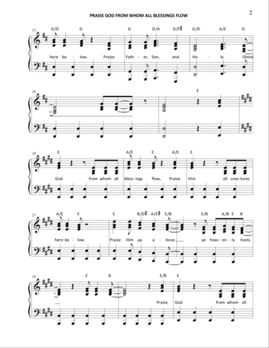 Praise God from Whom All Blessings Flow 3-Part scores gallery preview page 2
