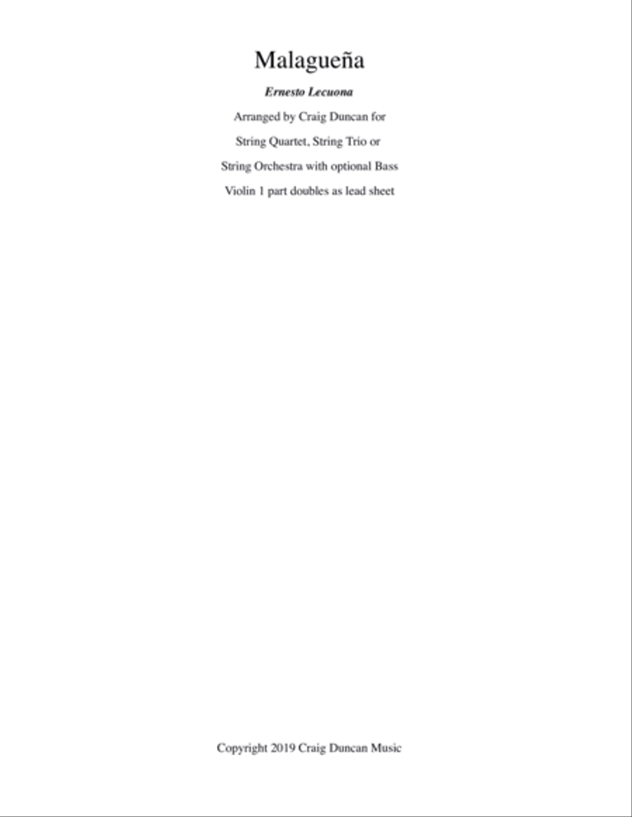 Malagueña String Orchestra scores gallery preview page 1
