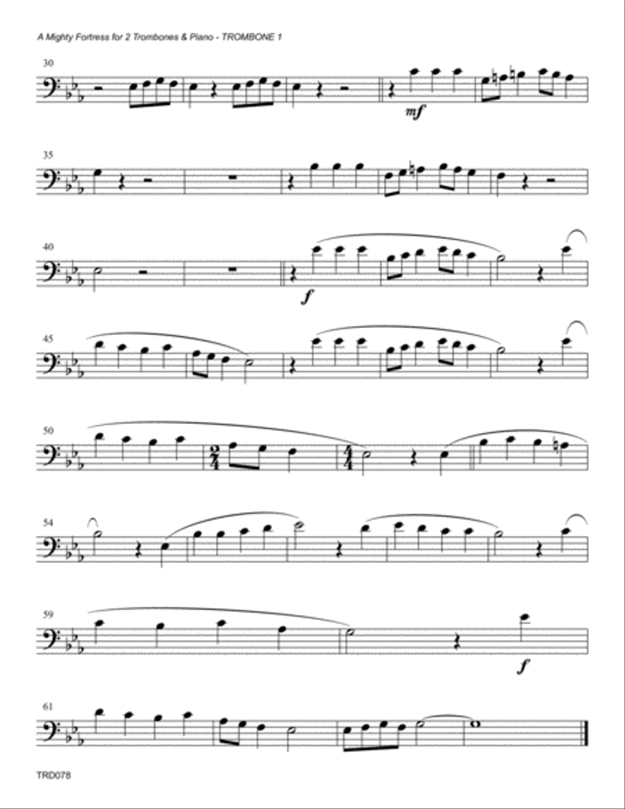 A MIGHTY FORTRESS - TROMBONE Duet with Piano Accompaniment (grade 2+) Brass Duet scores gallery preview page 6