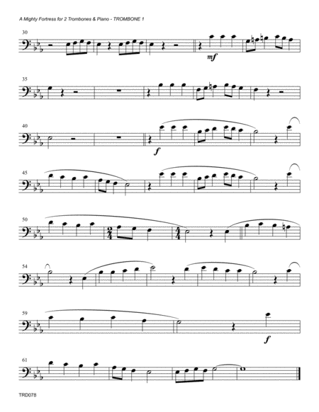 A MIGHTY FORTRESS - TROMBONE Duet with Piano Accompaniment (grade 2+) image number null
