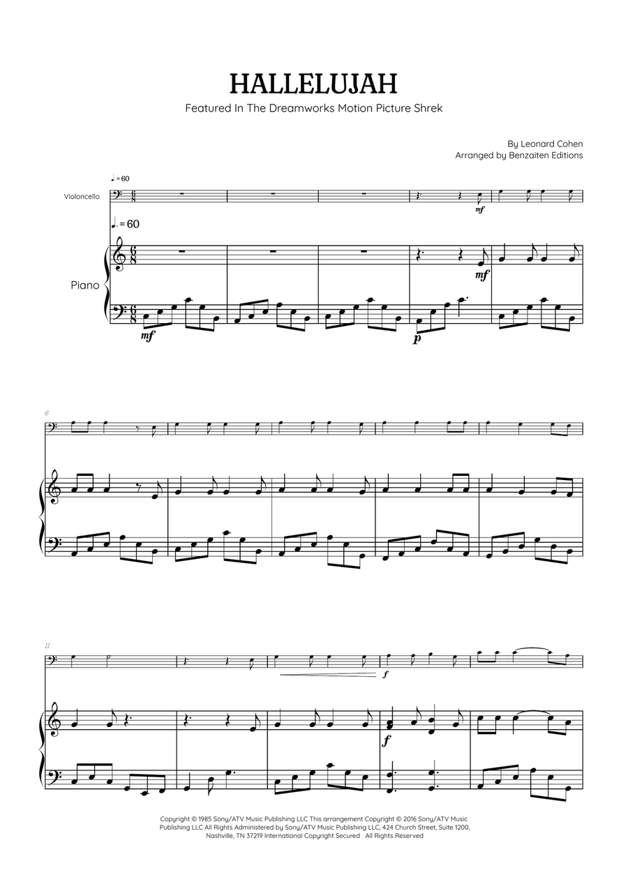 Hallelujah Piano scores gallery preview page 1