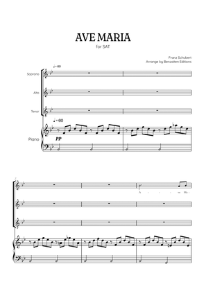 Schubert Ave Maria • SAT choir sheet music with easy piano accompaniment
