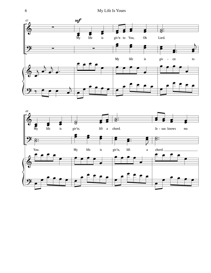 My Life is Yours 4-Part scores gallery preview page 6