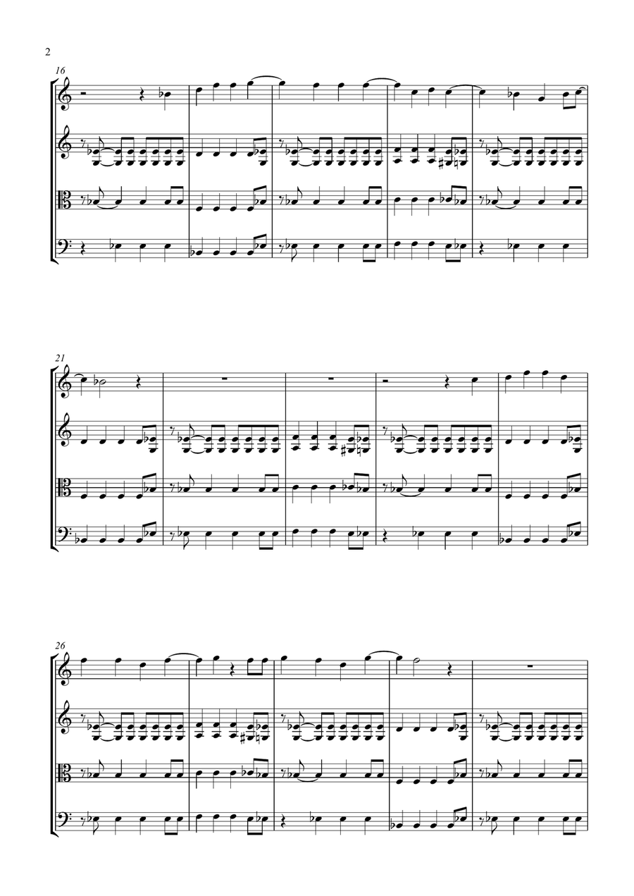 Walking On Sunshine String Quartet scores gallery preview page 2
