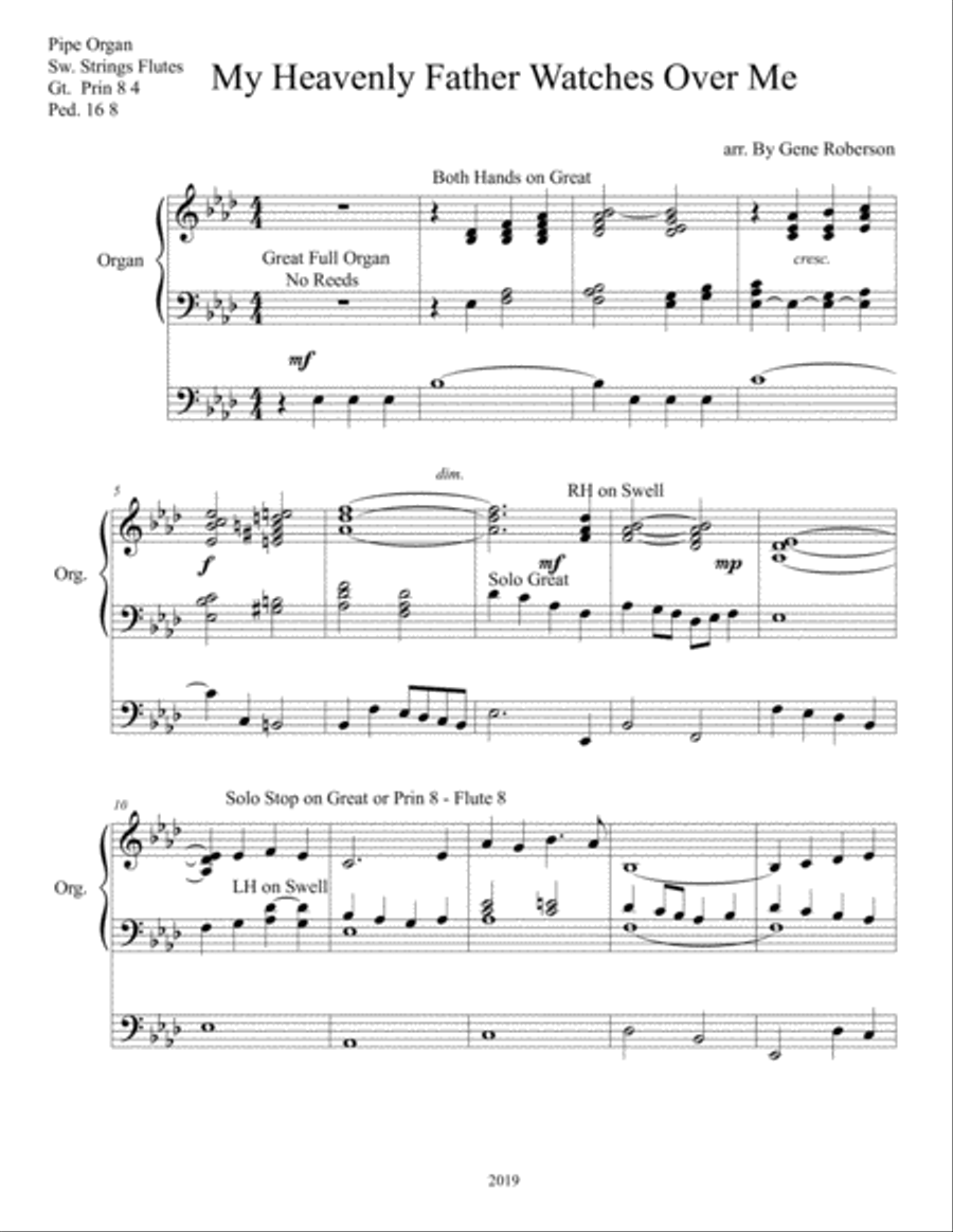 My Heavenly Father Watches Over Me - Organ Solo Organ Solo scores gallery preview page 2