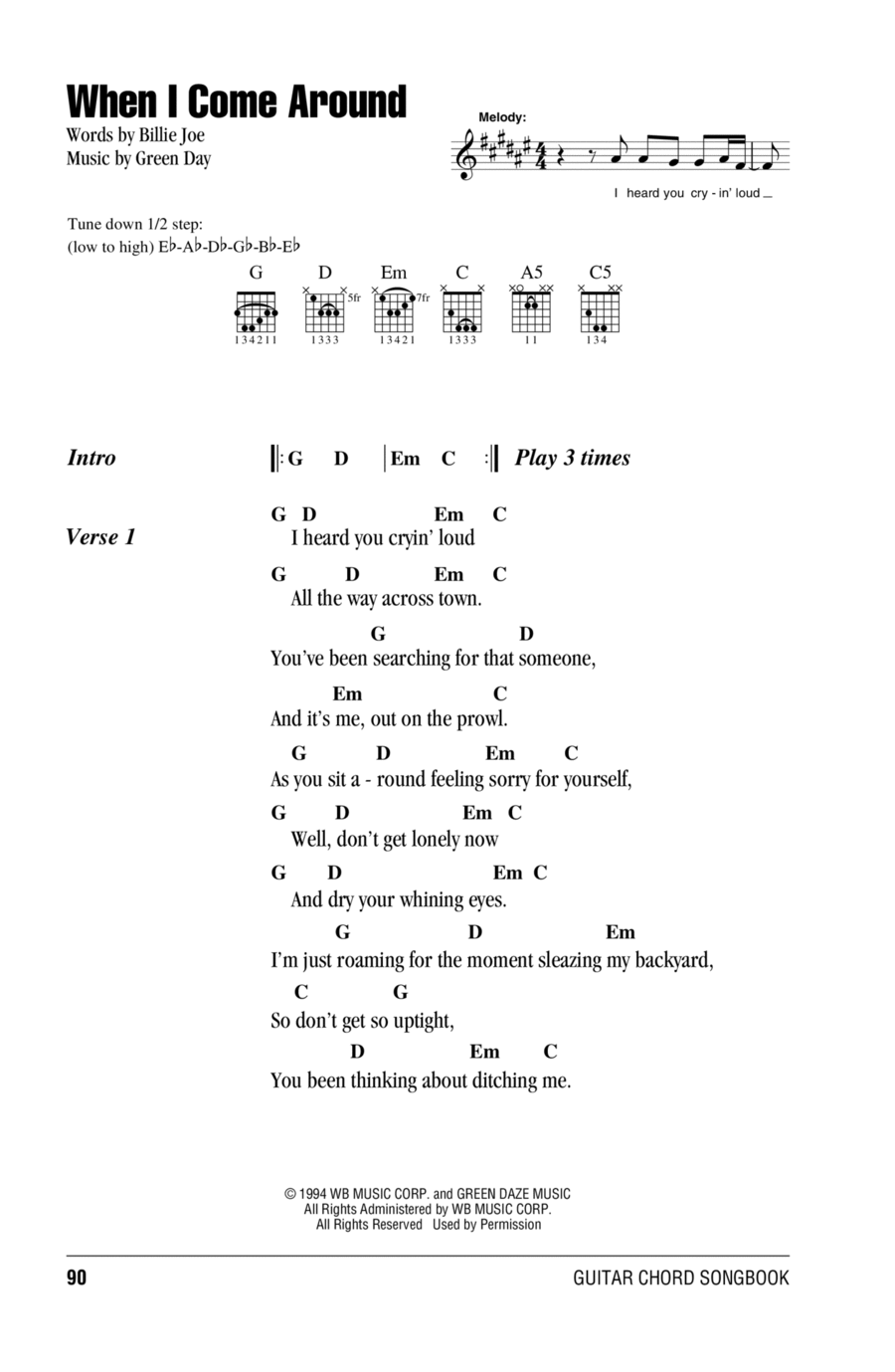 When I Come Around When I Come Around Acoustic Guitar scores gallery preview page 1