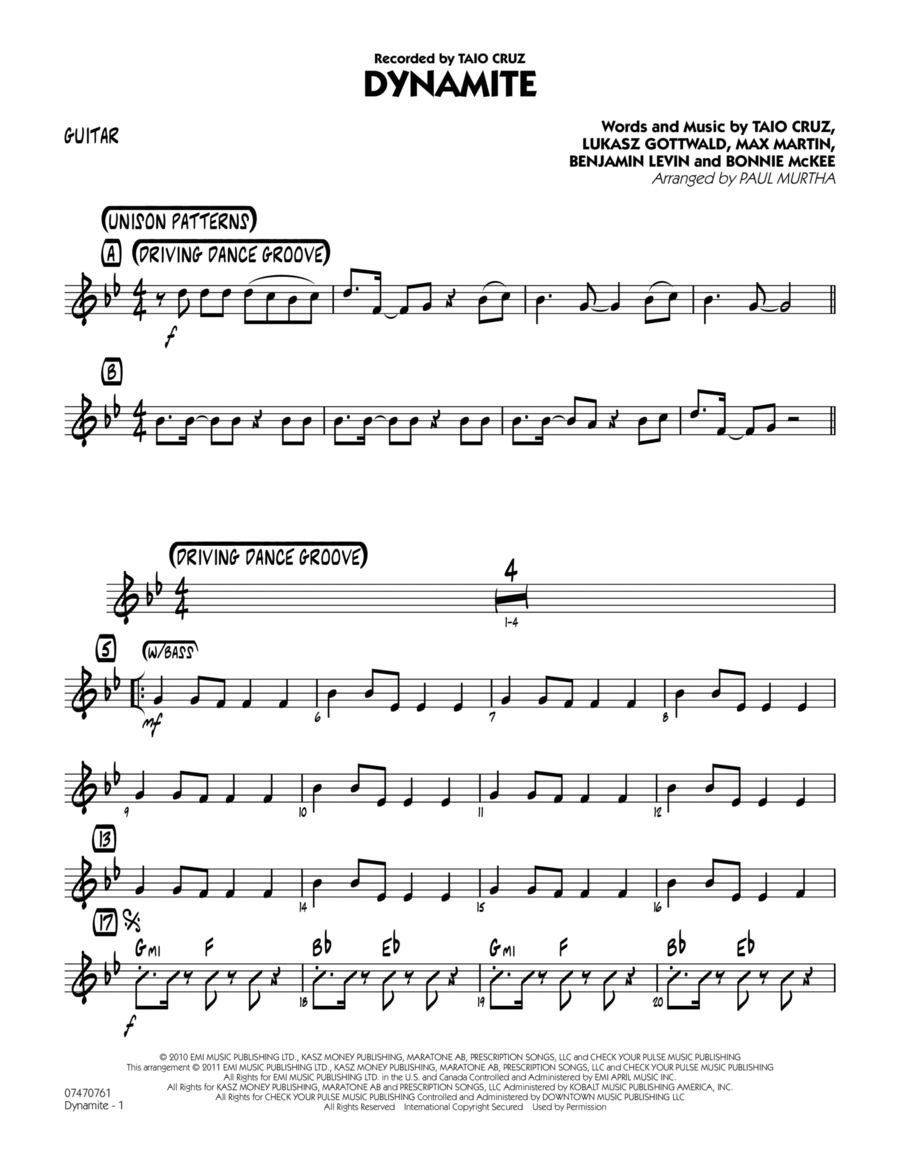 Dynamite - Guitar Dynamite - Guitar Jazz Ensemble scores gallery preview page 1