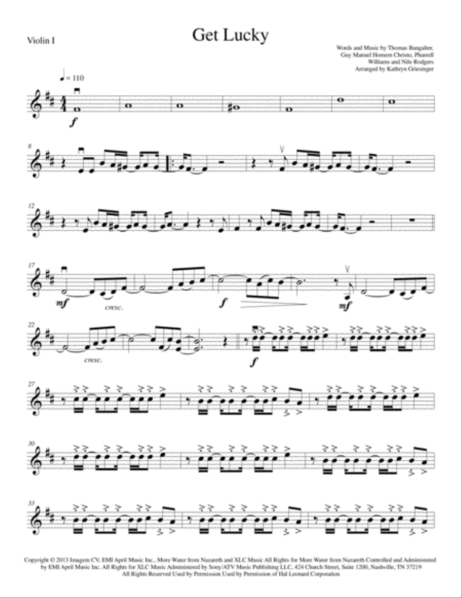 Get Lucky String Quartet scores gallery preview page 1