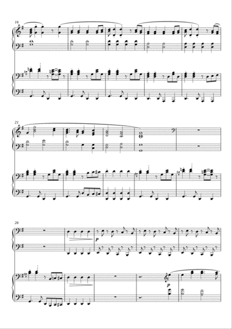 Joy to the World - funky!, fun carol variations for 2 pianos 4 hands 2 Pianos, 4-Hands scores gallery preview page 2