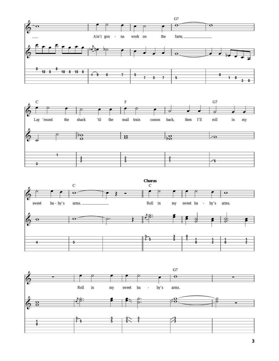 Roll In My Sweet Baby's Arms Acoustic Guitar scores gallery preview page 3