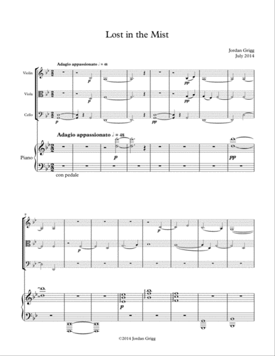 Lost in the Mist Lost in the Mist Piano Quartet scores gallery preview page 1