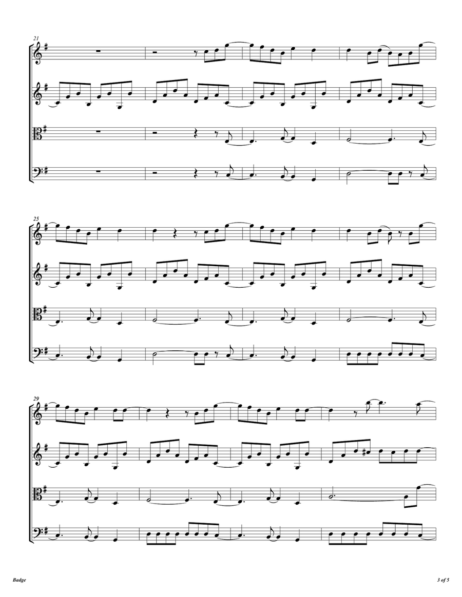Badge by Cream String Quartet - Digital Sheet Music page 4