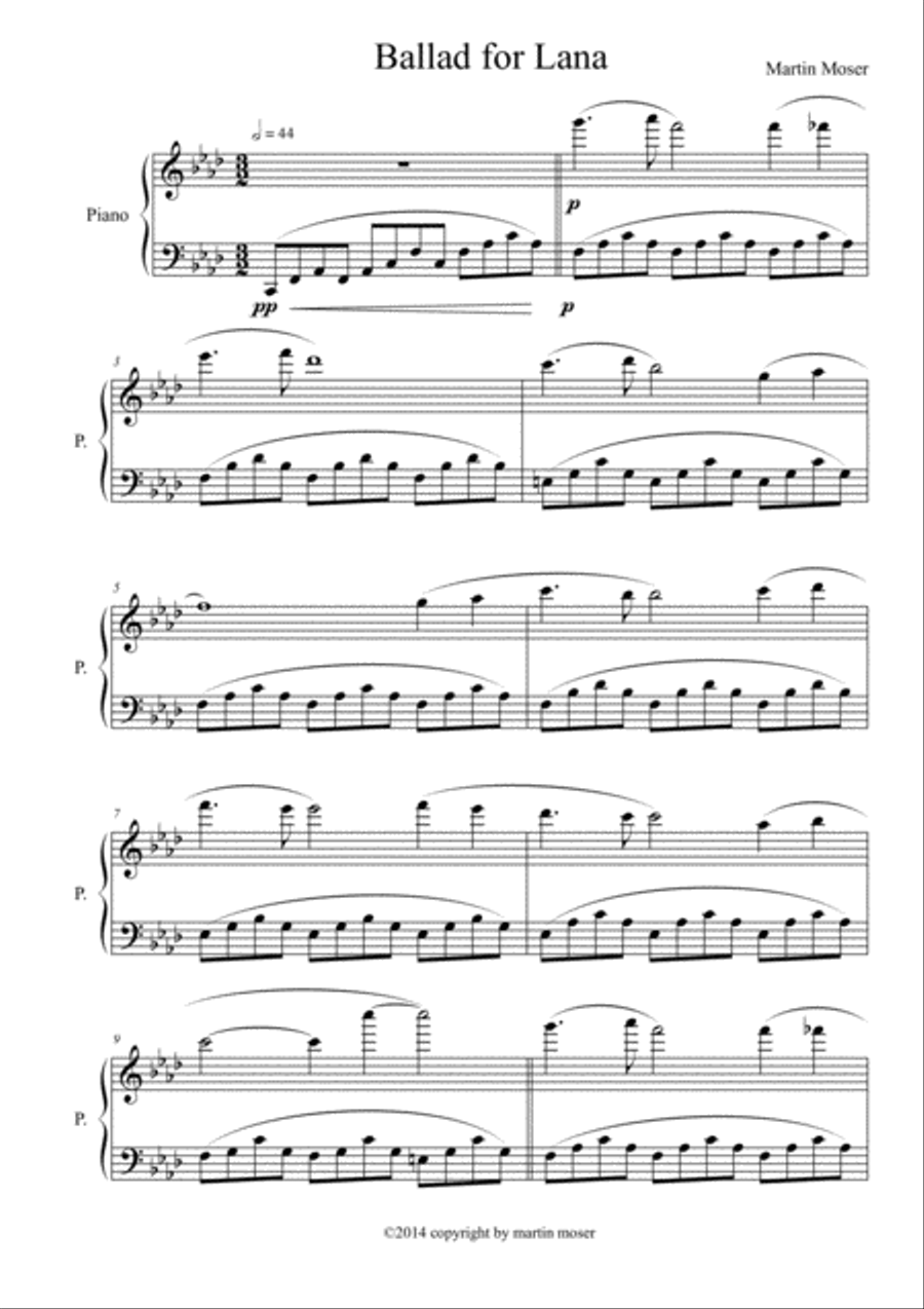 Ballad for Lana Piano Solo scores gallery preview page 1